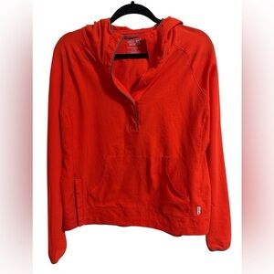 Mountain Hardwear Orange Grid Fleece Pullover Hoodie L Snap Side Activewear